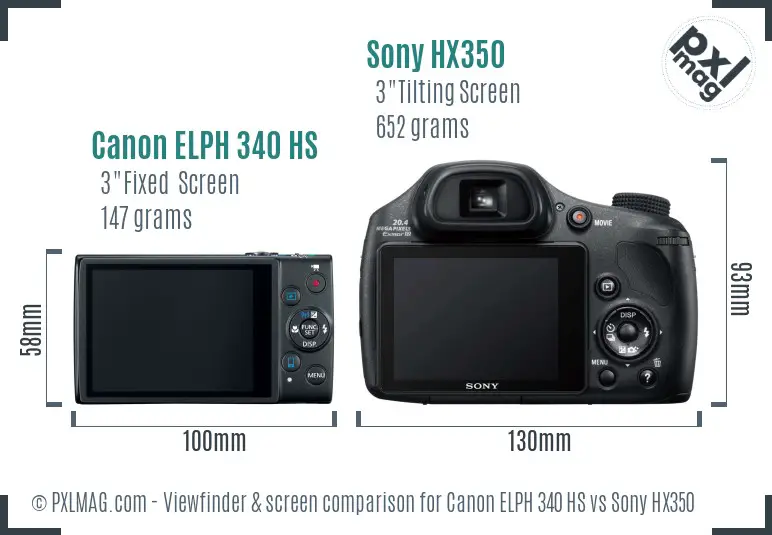 Canon ELPH 340 HS vs Sony HX350 Screen and Viewfinder comparison Canon ELPH 340 HS vs Sony HX350 Screen and Viewfinder comparison