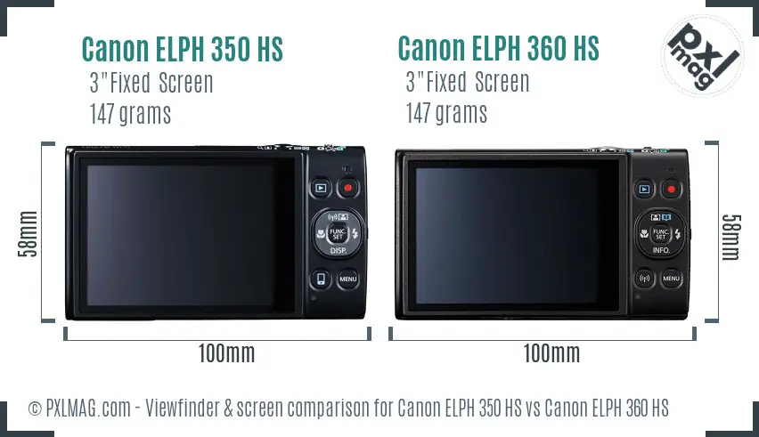 Canon ELPH 350 HS vs Canon ELPH 360 HS Screen and Viewfinder comparison