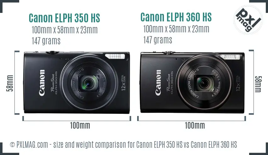 Canon ELPH 350 HS vs Canon ELPH 360 HS size comparison