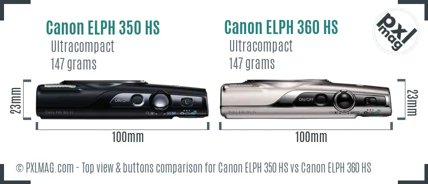 Canon ELPH 350 HS vs Canon ELPH 360 HS top view buttons comparison