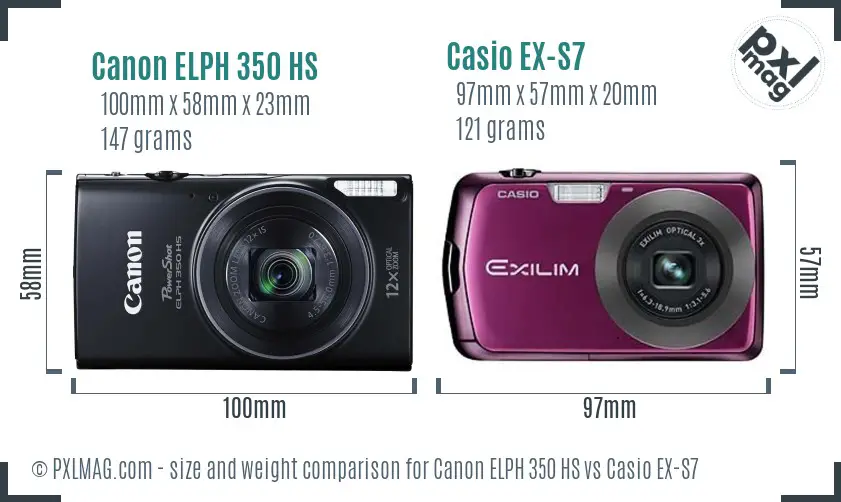 Canon ELPH 350 HS vs Casio EX-S7 size comparison