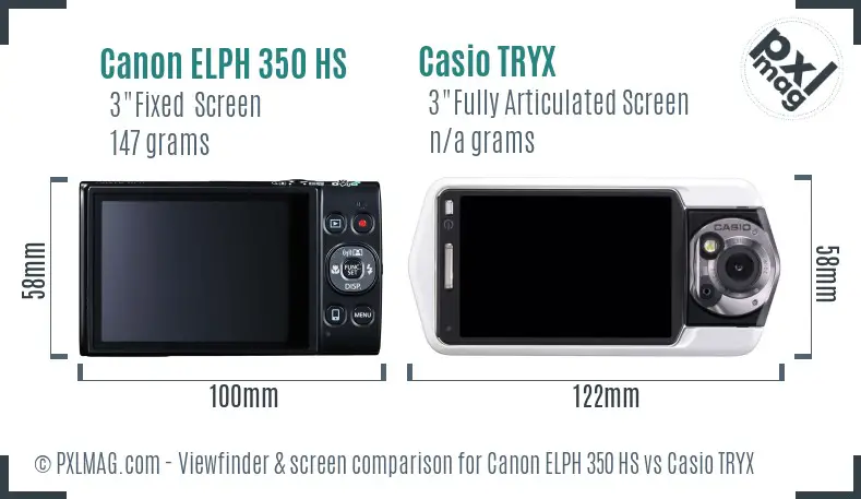 Canon ELPH 350 HS vs Casio TRYX Screen and Viewfinder comparison