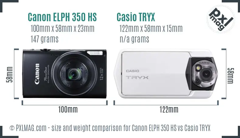 Canon ELPH 350 HS vs Casio TRYX size comparison