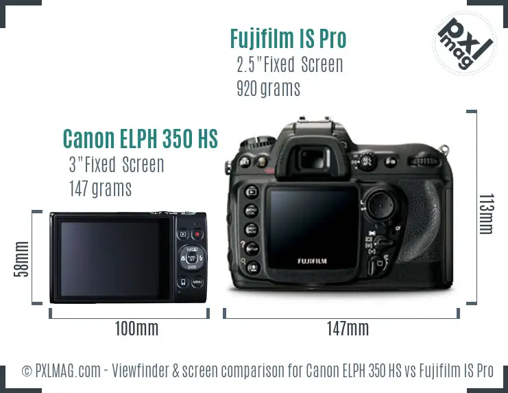 Canon ELPH 350 HS vs Fujifilm IS Pro Screen and Viewfinder comparison