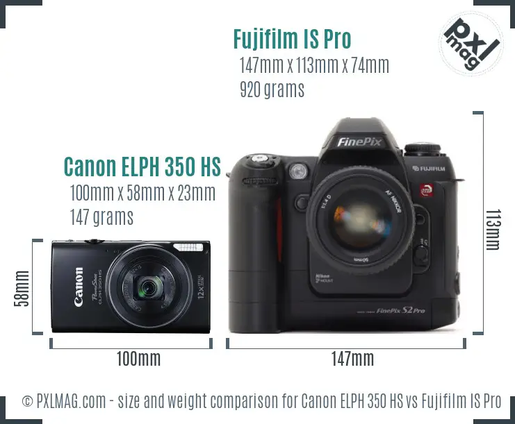 Canon ELPH 350 HS vs Fujifilm IS Pro size comparison