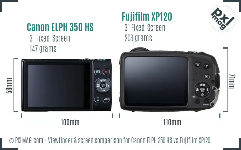 Canon ELPH 350 HS vs Fujifilm XP120 Screen and Viewfinder comparison