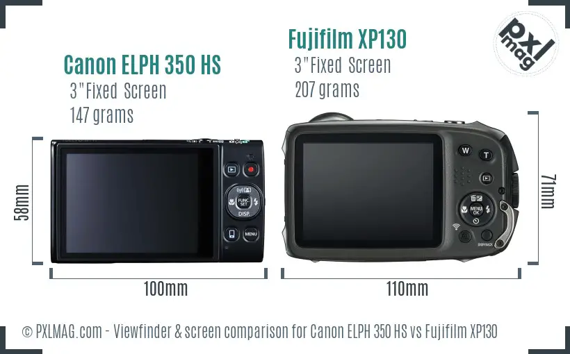 Canon ELPH 350 HS vs Fujifilm XP130 Screen and Viewfinder comparison Canon ELPH 350 HS vs Fujifilm XP130 Screen and Viewfinder comparison