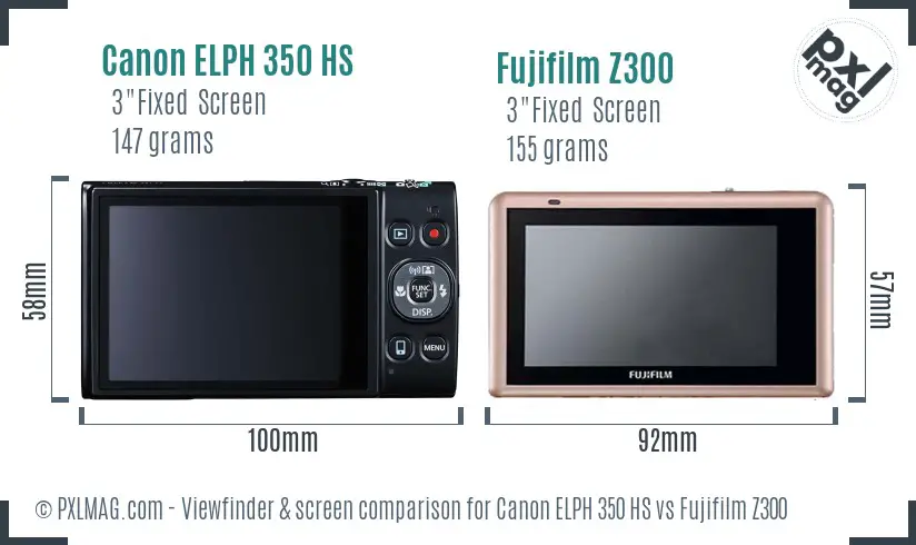 Canon ELPH 350 HS vs Fujifilm Z300 Screen and Viewfinder comparison