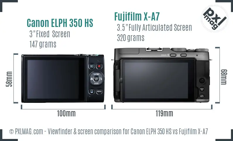 Canon ELPH 350 HS vs Fujifilm X-A7 Screen and Viewfinder comparison