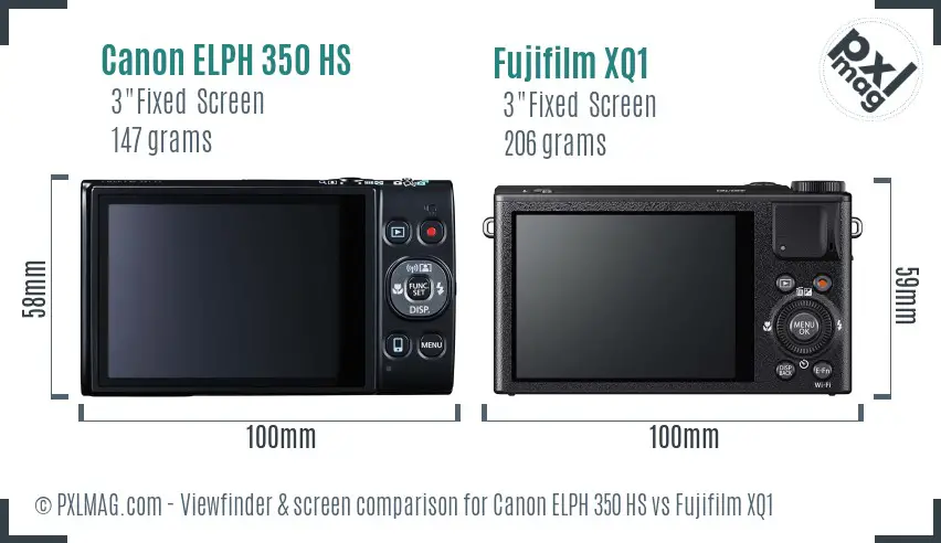 Canon ELPH 350 HS vs Fujifilm XQ1 Screen and Viewfinder comparison
