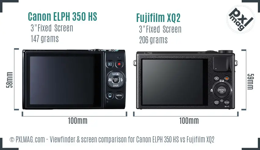 Canon ELPH 350 HS vs Fujifilm XQ2 Screen and Viewfinder comparison