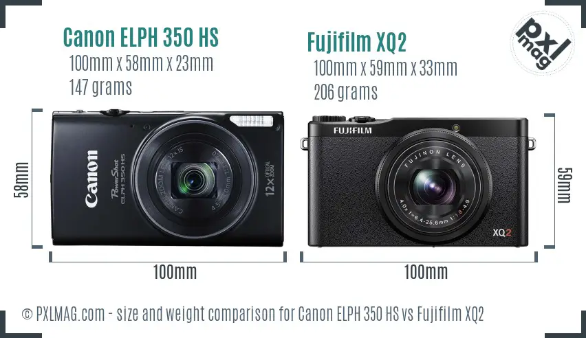 Canon ELPH 350 HS vs Fujifilm XQ2 size comparison