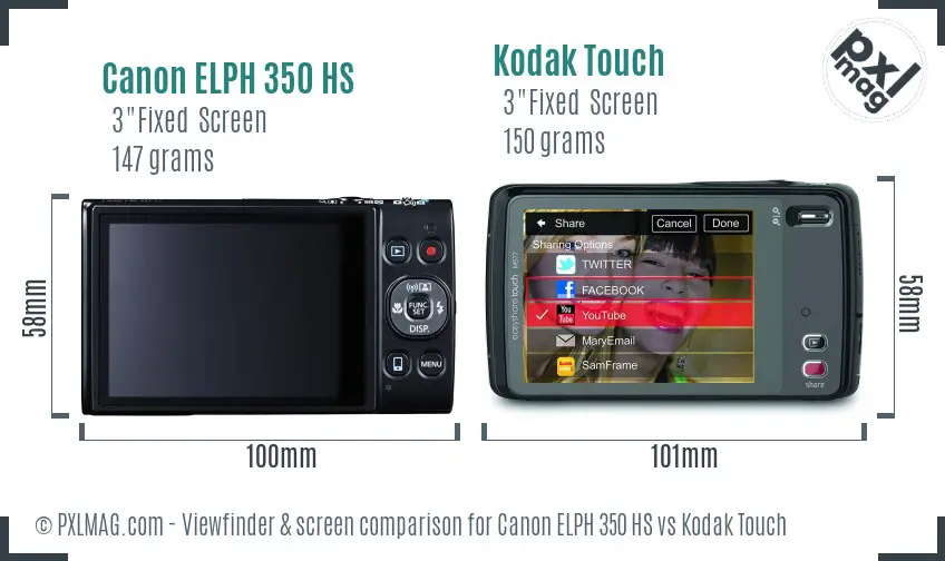 Canon ELPH 350 HS vs Kodak Touch Screen and Viewfinder comparison
