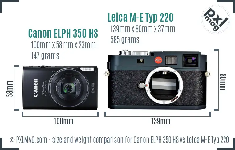 Canon ELPH 350 HS vs Leica M-E Typ 220 size comparison