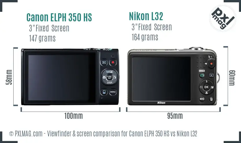 Canon ELPH 350 HS vs Nikon L32 Screen and Viewfinder comparison