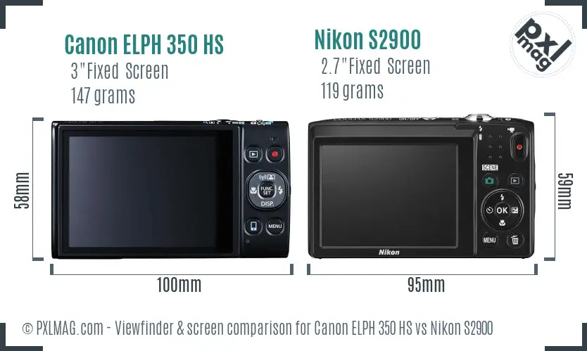Canon ELPH 350 HS vs Nikon S2900 Screen and Viewfinder comparison