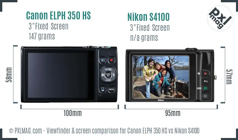 Canon ELPH 350 HS vs Nikon S4100 Screen and Viewfinder comparison
