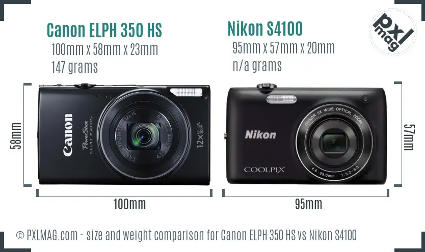 Canon ELPH 350 HS vs Nikon S4100 size comparison