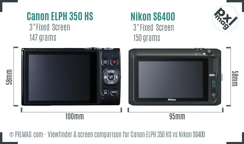 Canon ELPH 350 HS vs Nikon S6400 Screen and Viewfinder comparison
