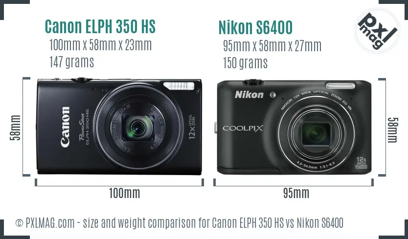 Canon ELPH 350 HS vs Nikon S6400 size comparison