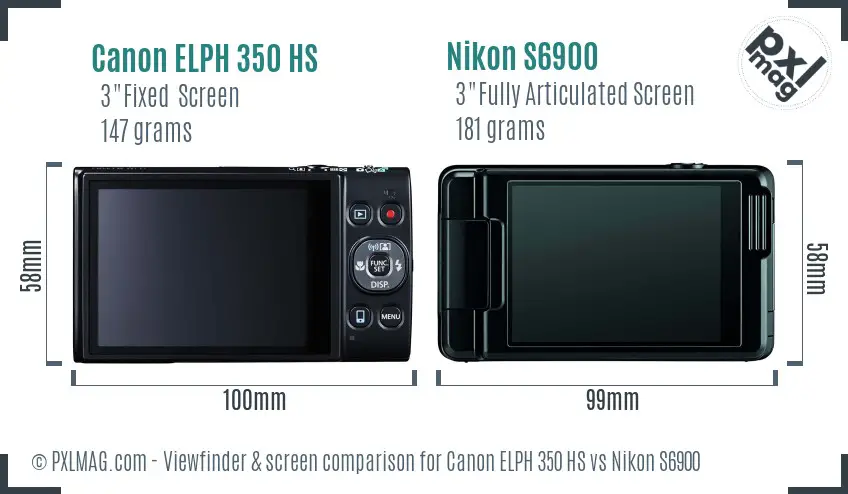 Canon ELPH 350 HS vs Nikon S6900 Screen and Viewfinder comparison