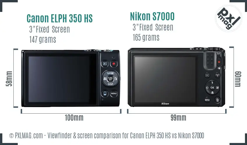 Canon ELPH 350 HS vs Nikon S7000 Screen and Viewfinder comparison