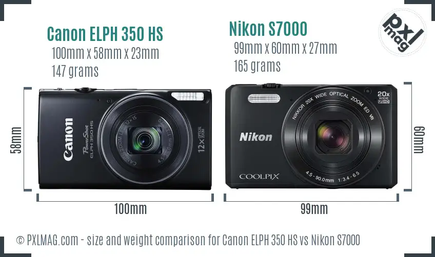 Canon ELPH 350 HS vs Nikon S7000 size comparison