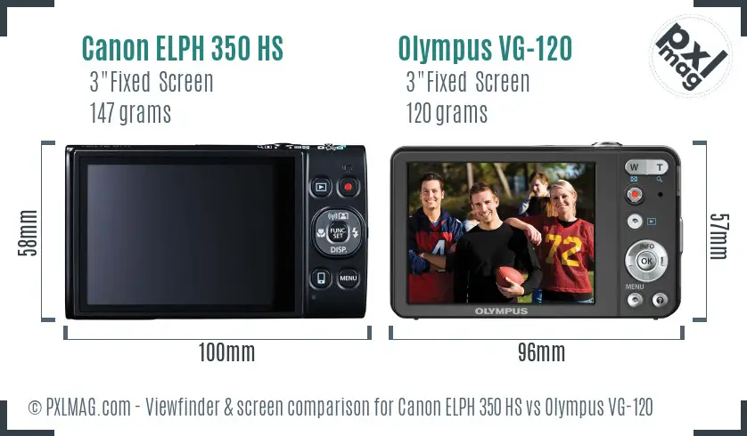 Canon ELPH 350 HS vs Olympus VG-120 Screen and Viewfinder comparison