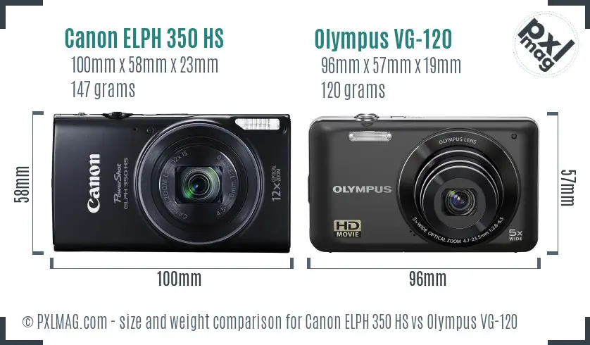 Canon ELPH 350 HS vs Olympus VG-120 size comparison