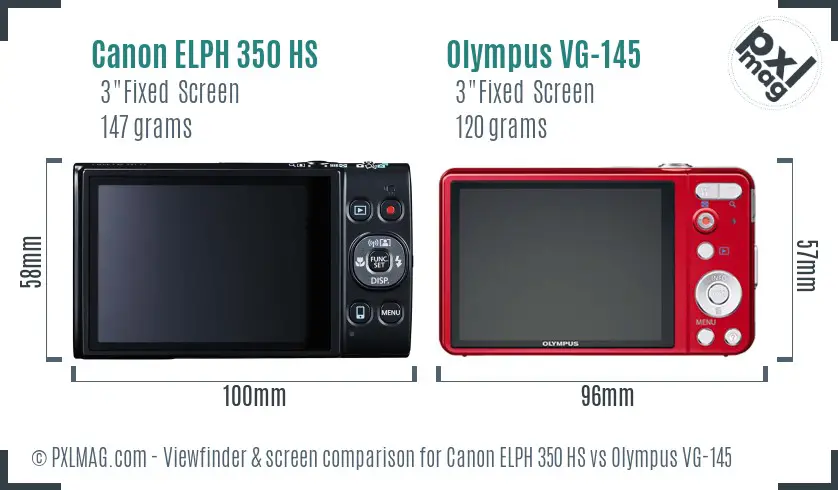 Canon ELPH 350 HS vs Olympus VG-145 Screen and Viewfinder comparison
