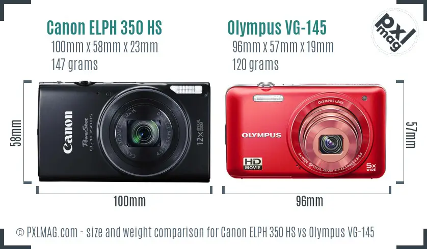 Canon ELPH 350 HS vs Olympus VG-145 size comparison