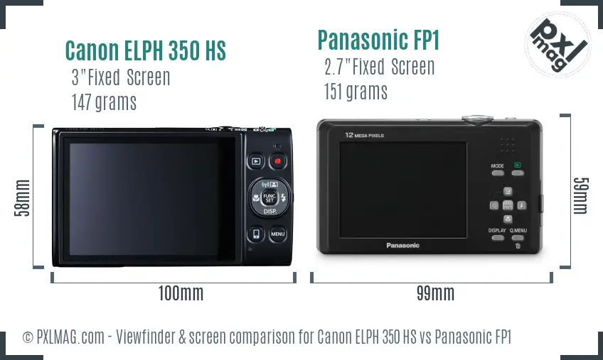 Canon ELPH 350 HS vs Panasonic FP1 Screen and Viewfinder comparison