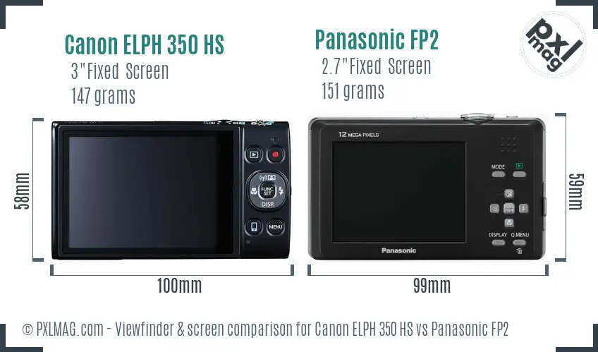 Canon ELPH 350 HS vs Panasonic FP2 Screen and Viewfinder comparison
