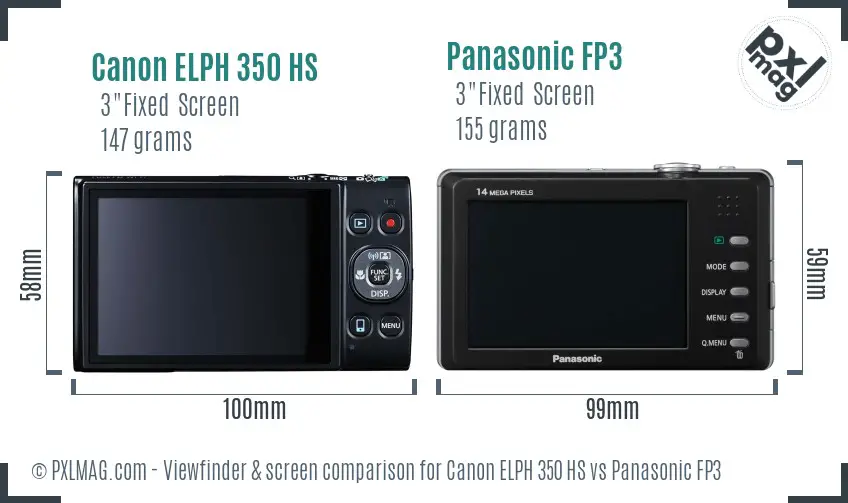 Canon ELPH 350 HS vs Panasonic FP3 Screen and Viewfinder comparison