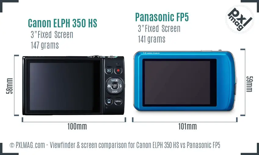 Canon ELPH 350 HS vs Panasonic FP5 Screen and Viewfinder comparison