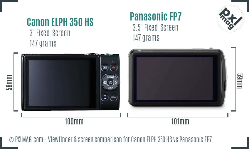 Canon ELPH 350 HS vs Panasonic FP7 Screen and Viewfinder comparison