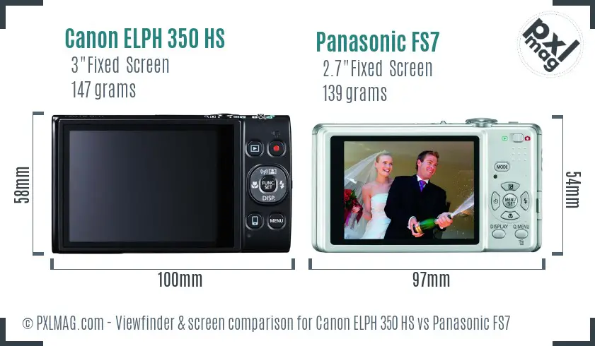 Canon ELPH 350 HS vs Panasonic FS7 Screen and Viewfinder comparison