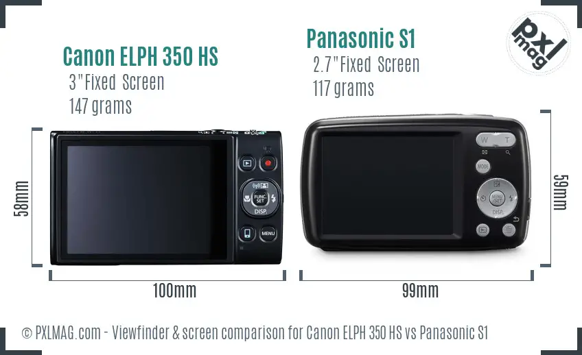 Canon ELPH 350 HS vs Panasonic S1 Screen and Viewfinder comparison