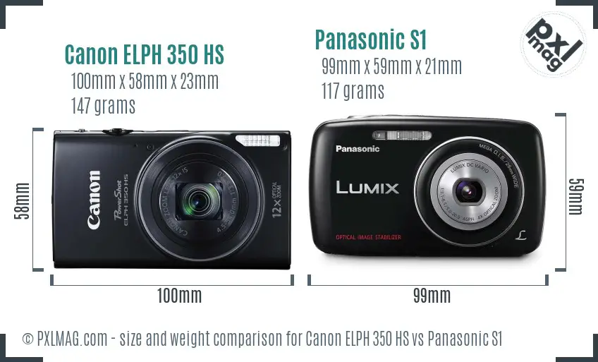 Canon ELPH 350 HS vs Panasonic S1 size comparison