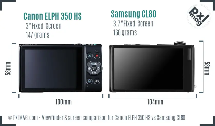 Canon ELPH 350 HS vs Samsung CL80 Screen and Viewfinder comparison