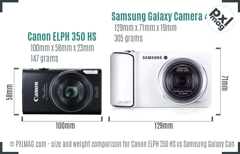 Canon ELPH 350 HS vs Samsung Galaxy Camera 4G size comparison
