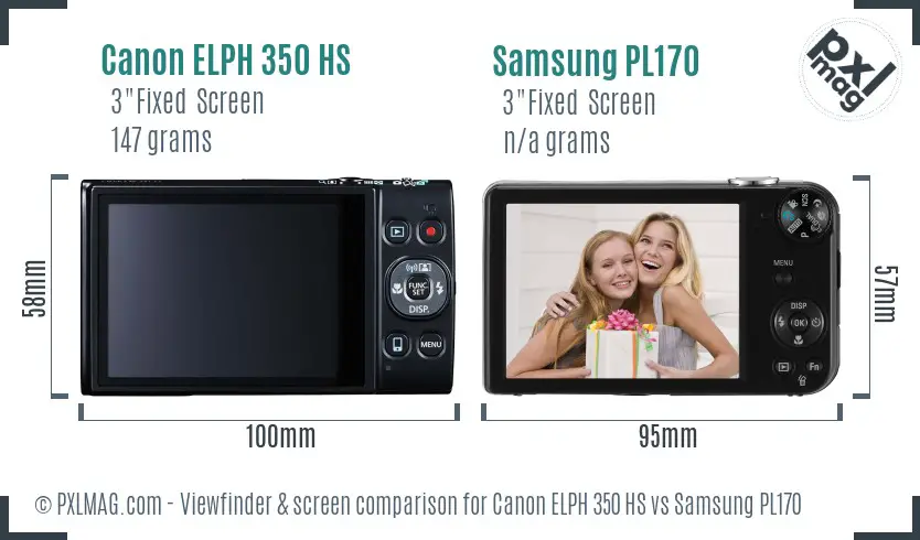 Canon ELPH 350 HS vs Samsung PL170 Screen and Viewfinder comparison