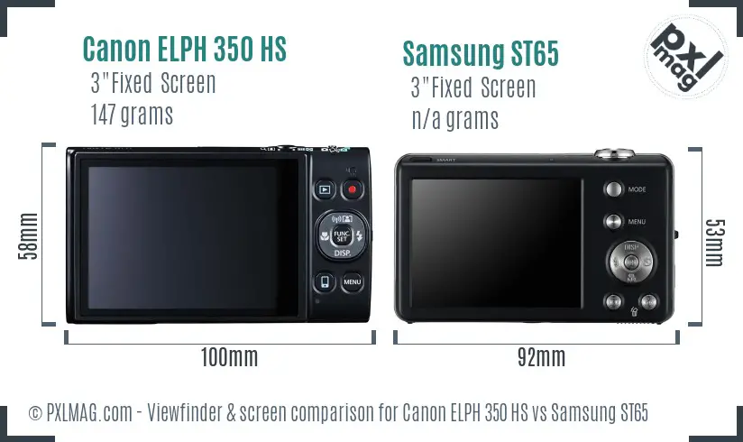 Canon ELPH 350 HS vs Samsung ST65 Screen and Viewfinder comparison