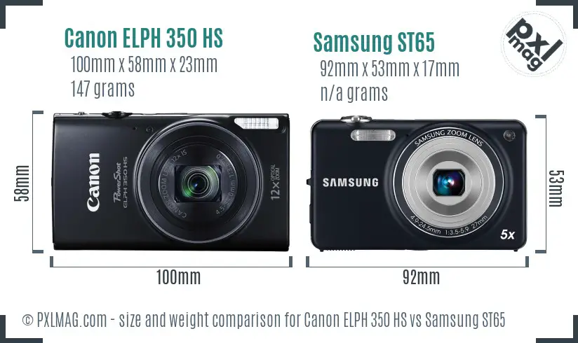 Canon ELPH 350 HS vs Samsung ST65 size comparison