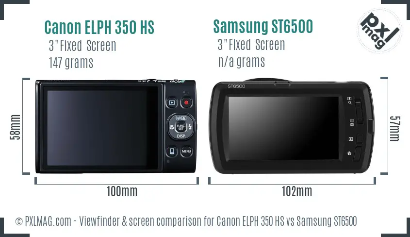Canon ELPH 350 HS vs Samsung ST6500 Screen and Viewfinder comparison
