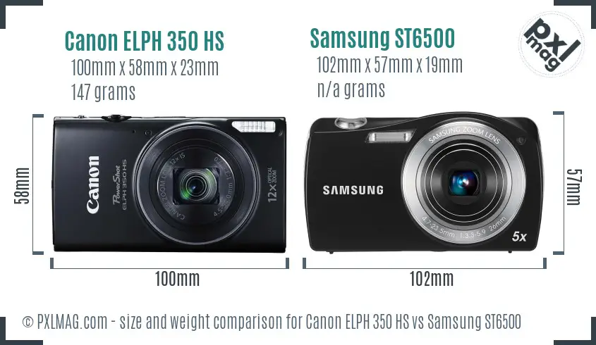Canon ELPH 350 HS vs Samsung ST6500 size comparison