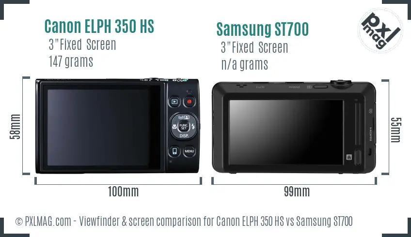 Canon ELPH 350 HS vs Samsung ST700 Screen and Viewfinder comparison