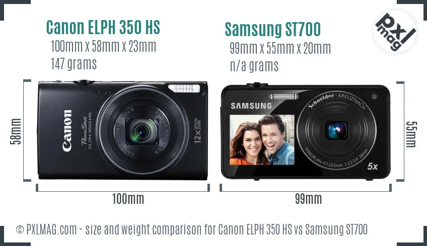 Canon ELPH 350 HS vs Samsung ST700 size comparison