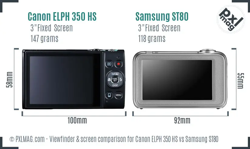 Canon ELPH 350 HS vs Samsung ST80 Screen and Viewfinder comparison