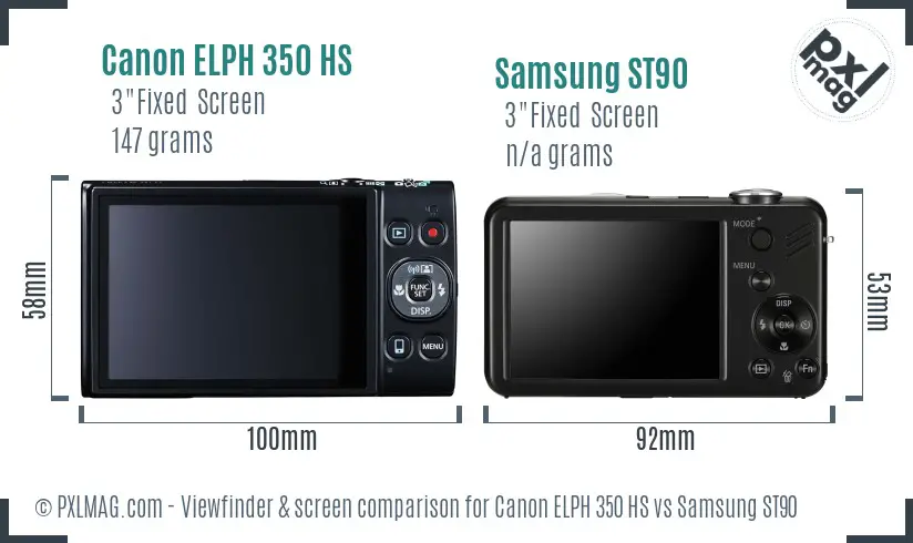 Canon ELPH 350 HS vs Samsung ST90 Screen and Viewfinder comparison